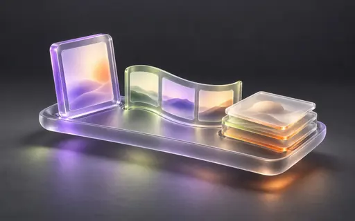 Image, video, and asset modules assembled on a shared translucent workbench.